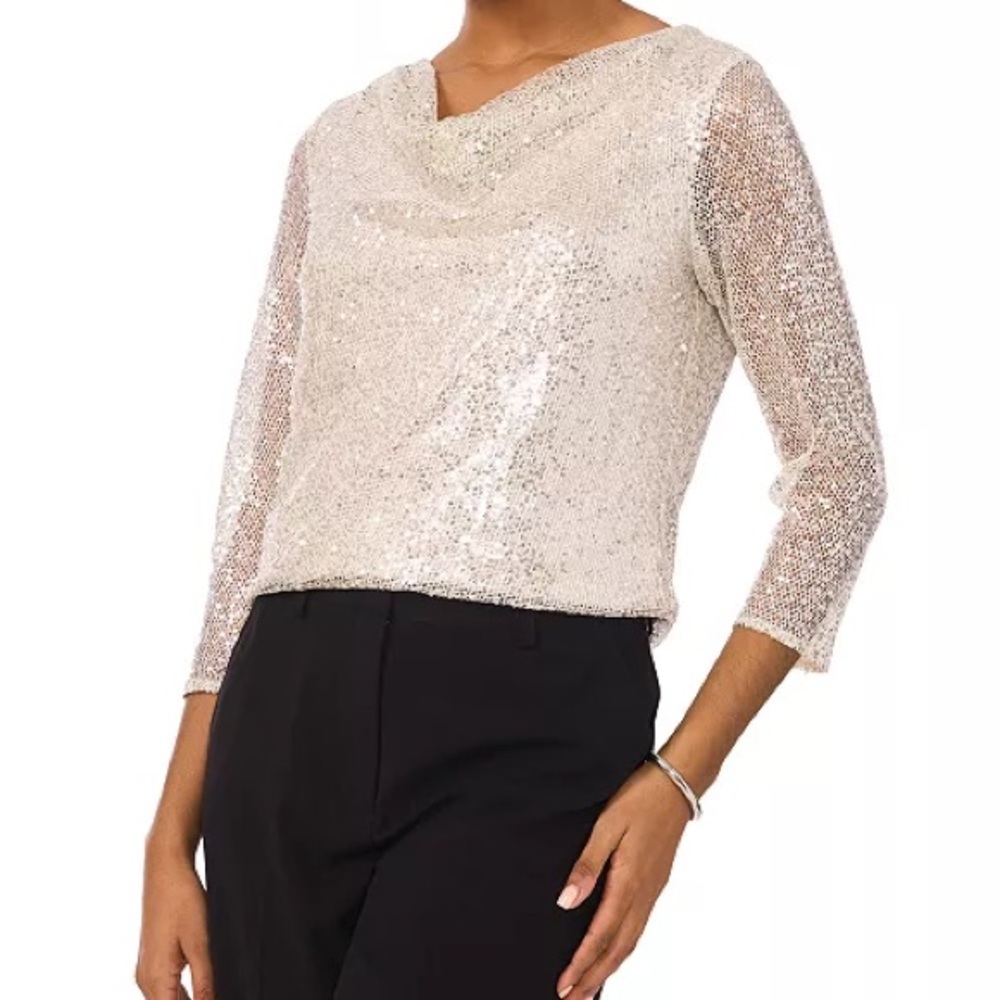 MSK Women's Silver Sequin Blouse